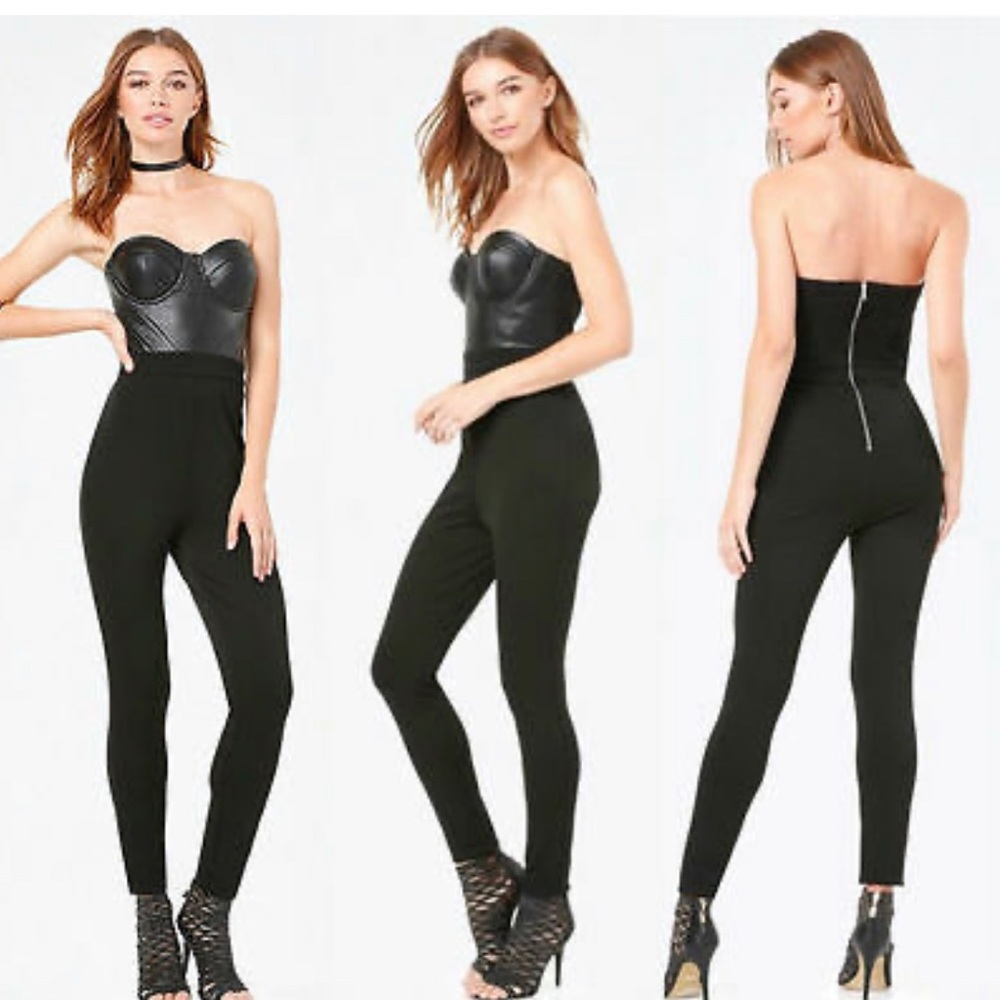 Bebe cat suit faux leather bustier ( used once )